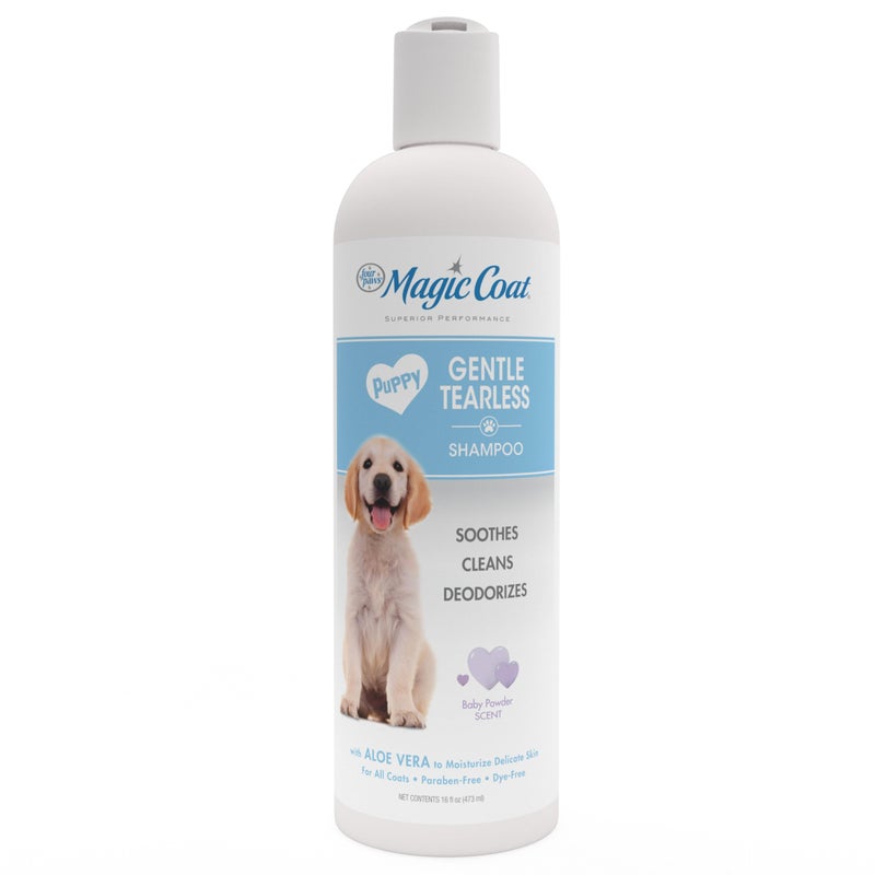 Four Paws Magic Coat Gentle Tearless Soothing Aloe Vera Puppy Shampoo, Gentle Deodorizing Shampoo for Puppies, Baby Powder Scent, 16 Ounce - Image 1